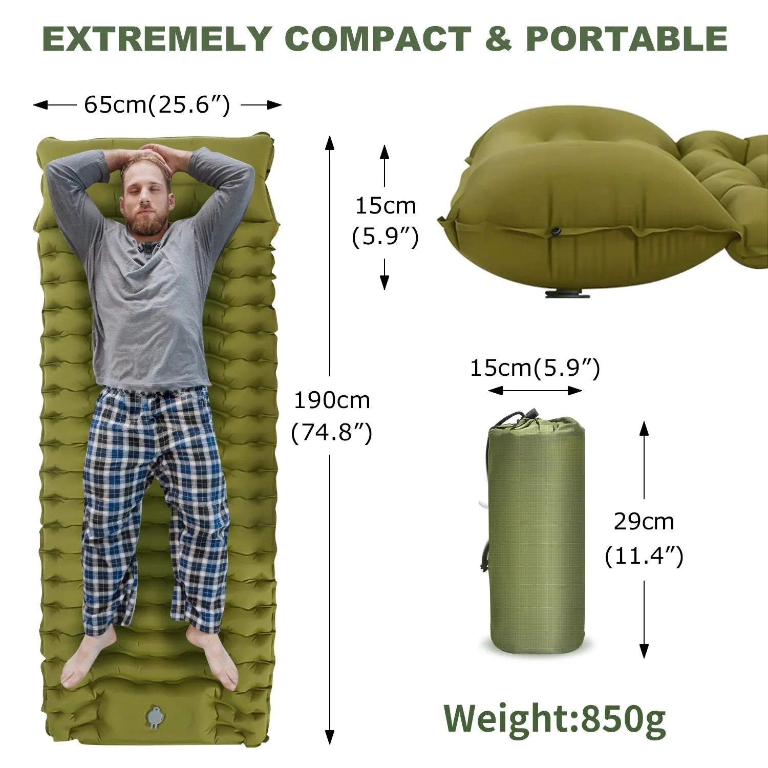 WESTTUNE Inflatable Camping Mattress – Thick Sleeping Pad with Built-in Pillow & Pump
